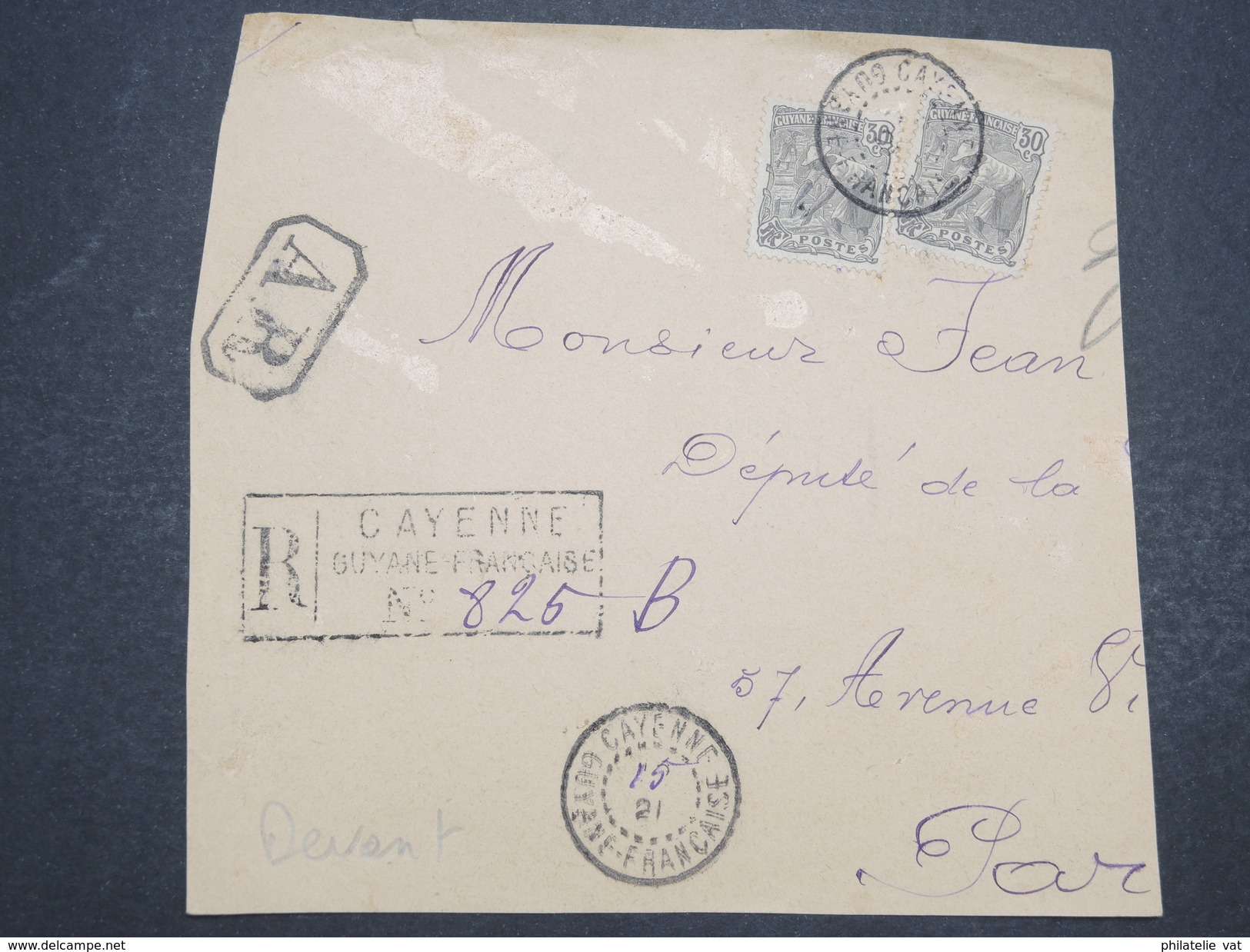 GUYANNE FRANçAISE - Devant De Lettre Recommandé Pour Paris - Pas Courant - Nov 1921 - P22035 - Cartas & Documentos