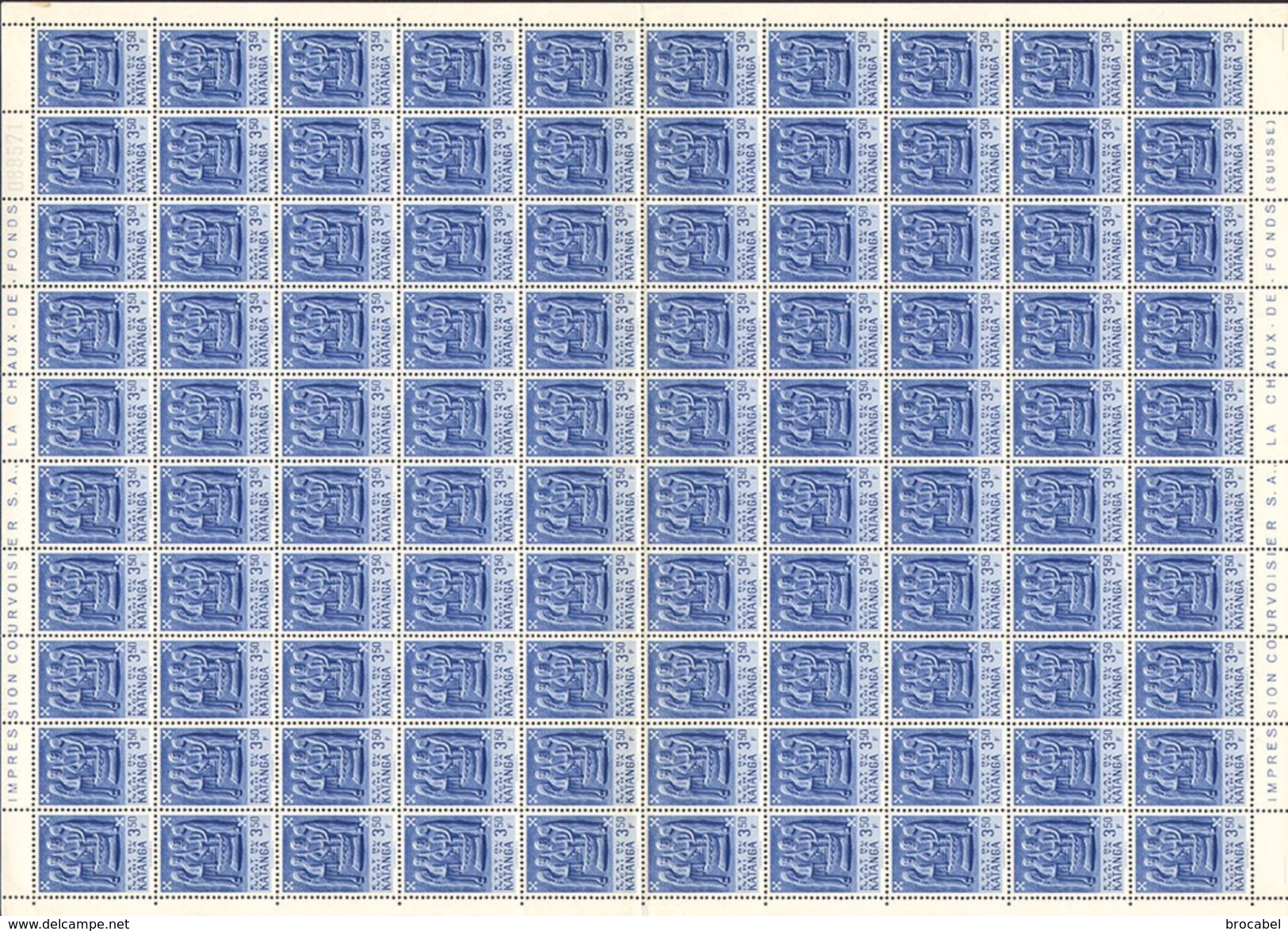 Katanga 0052/64 - 13 Feuilles / sheet  de 100 (+ 100 x N*54 -50c- en morceaux de feuille) ( br_st )