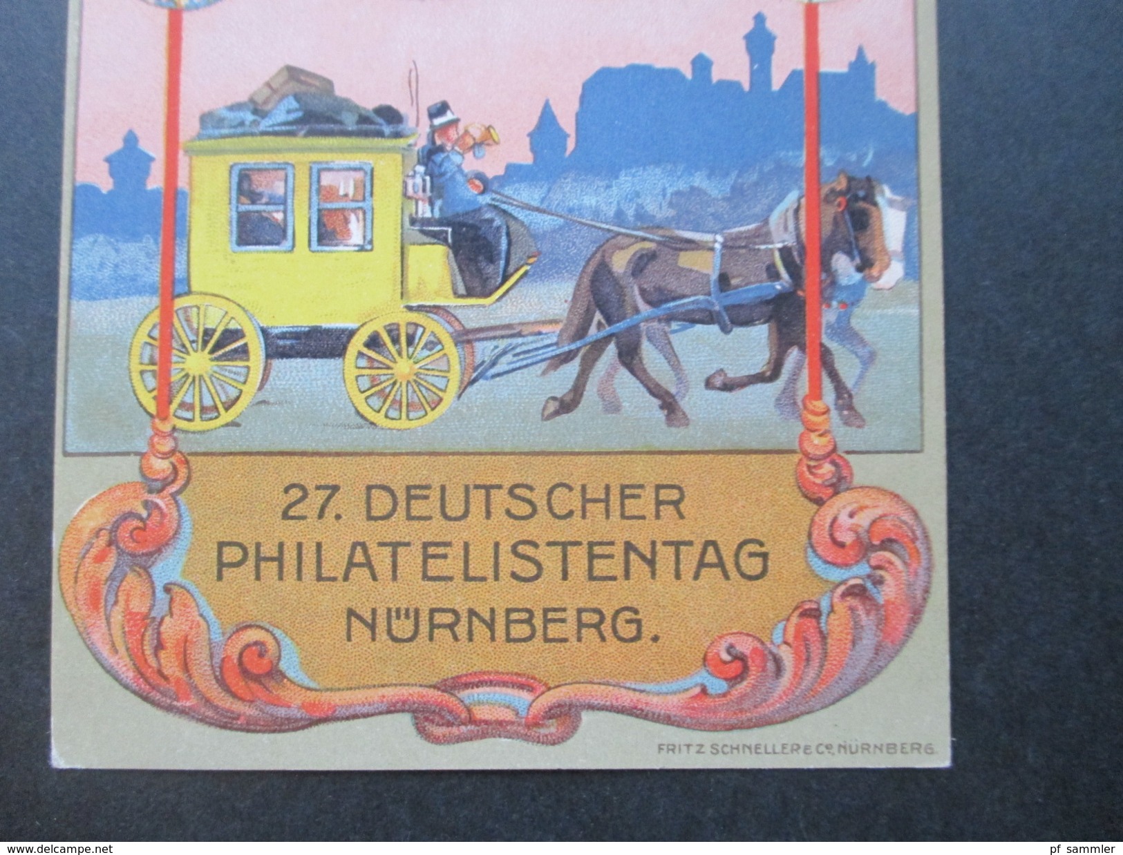 AK Bayern Künstlerkarte 27. Deutscher Philatelistentag Nürnberg 1921. Privatganzsache Mit Vignetten! Fritz Schneller - Francobolli (rappresentazioni)