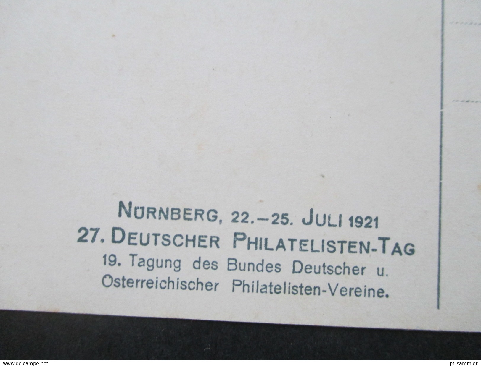 AK Bayern Künstlerkarte 27. Deutscher Philatelistentag Nürnberg 1921. Privatganzsache mit Vignetten! Fritz Schneller