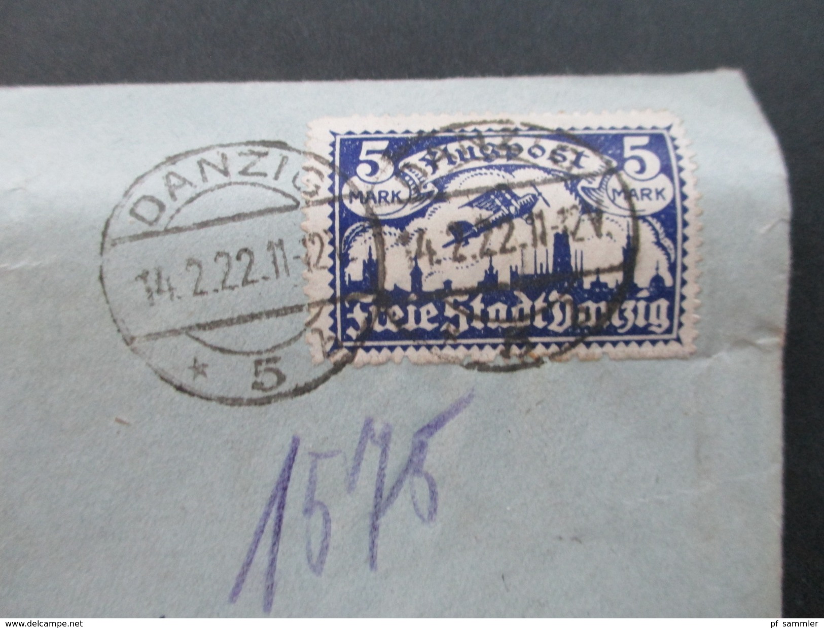 Danzig 1922 Eilboten / Expres Beleg Danzig Hotel Reichshof - Hamburg Nr. 70 Flugpostmarke EF Eingegangen Mit Zug.... - Brieven En Documenten