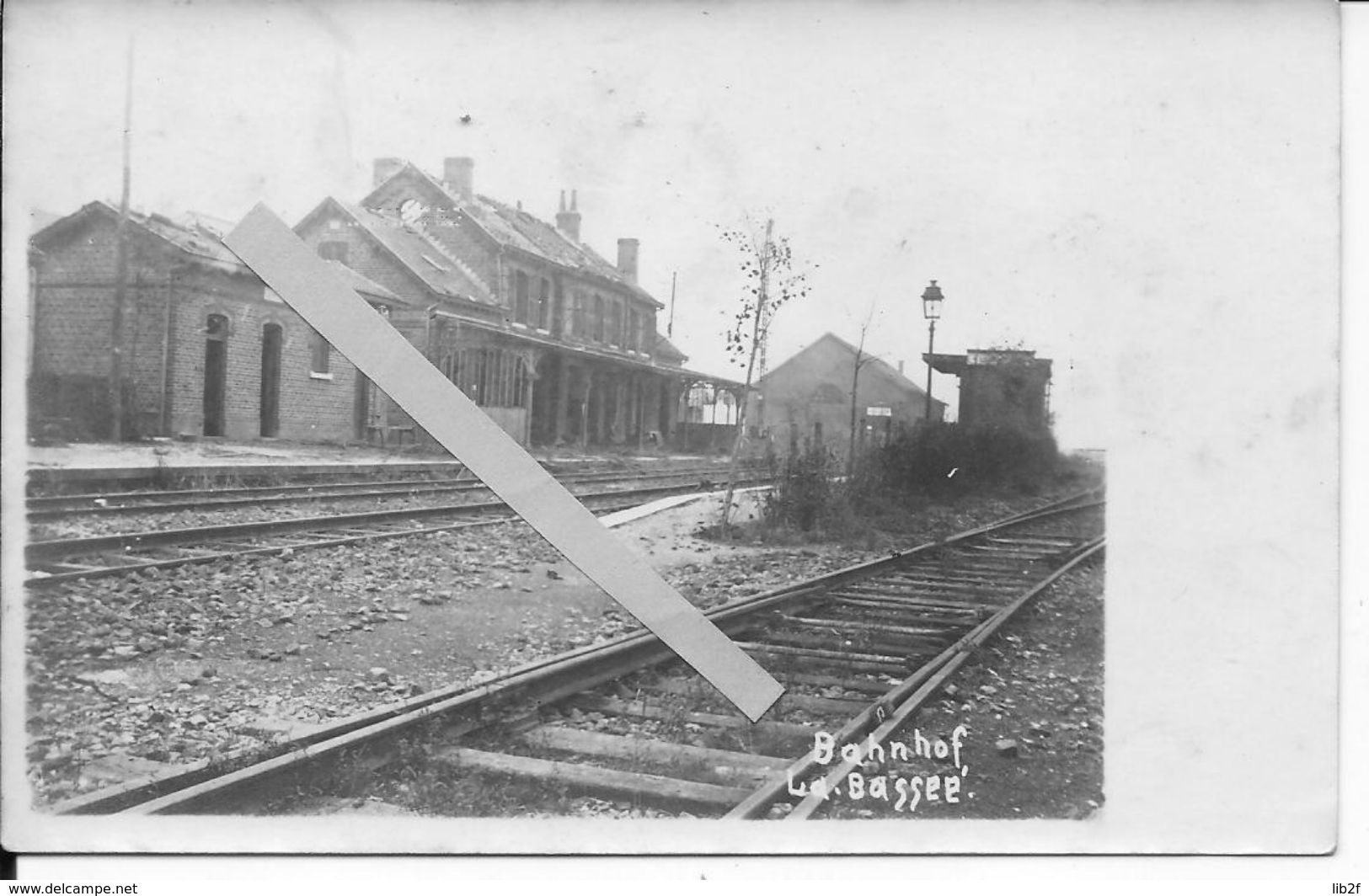 Nord 1915 La Bassée La Gare Les Voies Du Chemin De Fer 1 Carte Photo Ww1 1914-1918 - War, Military