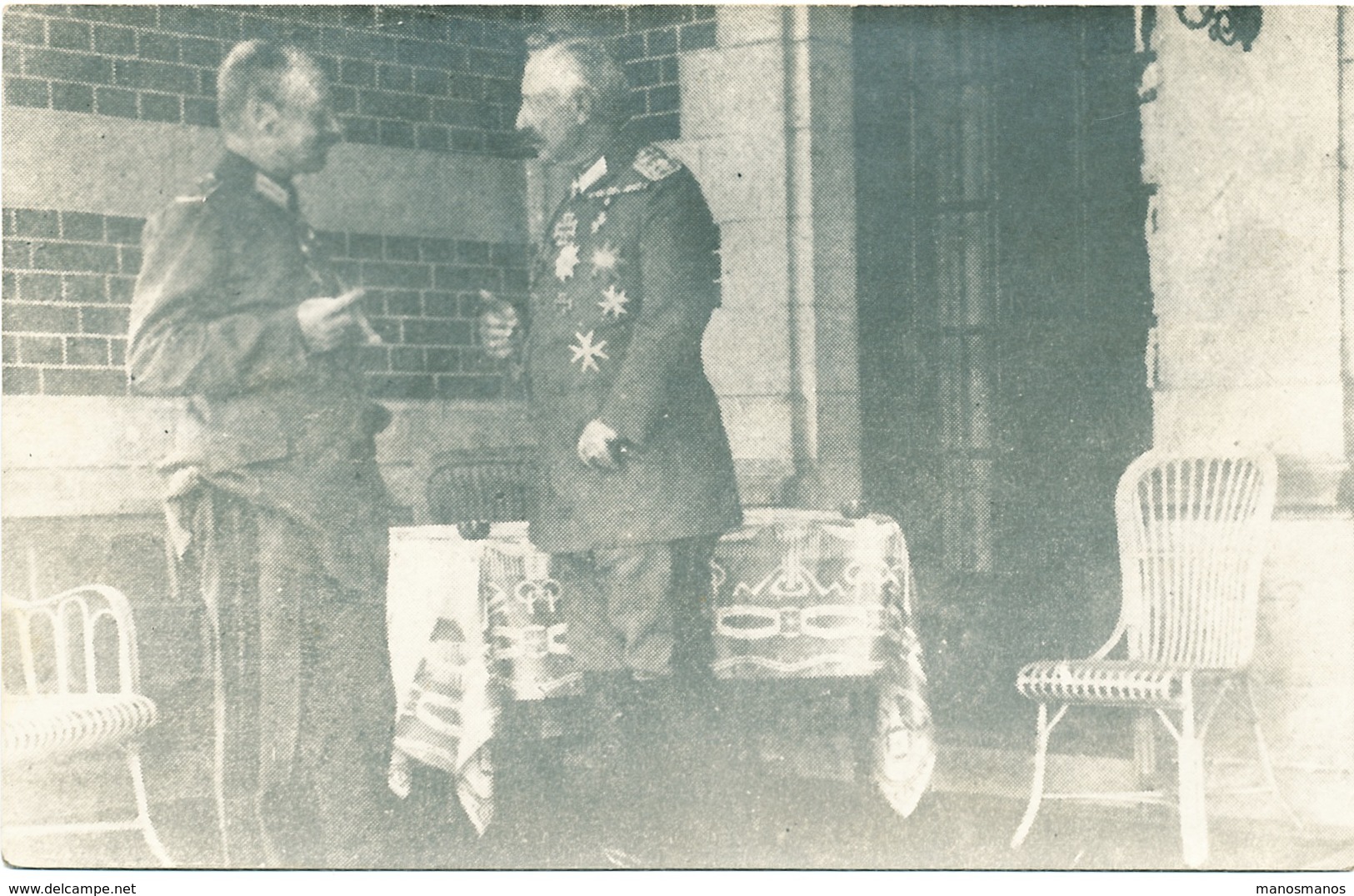 680/25 - Carte PHOTO Guerre 14/18 - Manuscrit : Le Kaiser Et Le Roi De Saxe à La Gare De SPA - Army: German