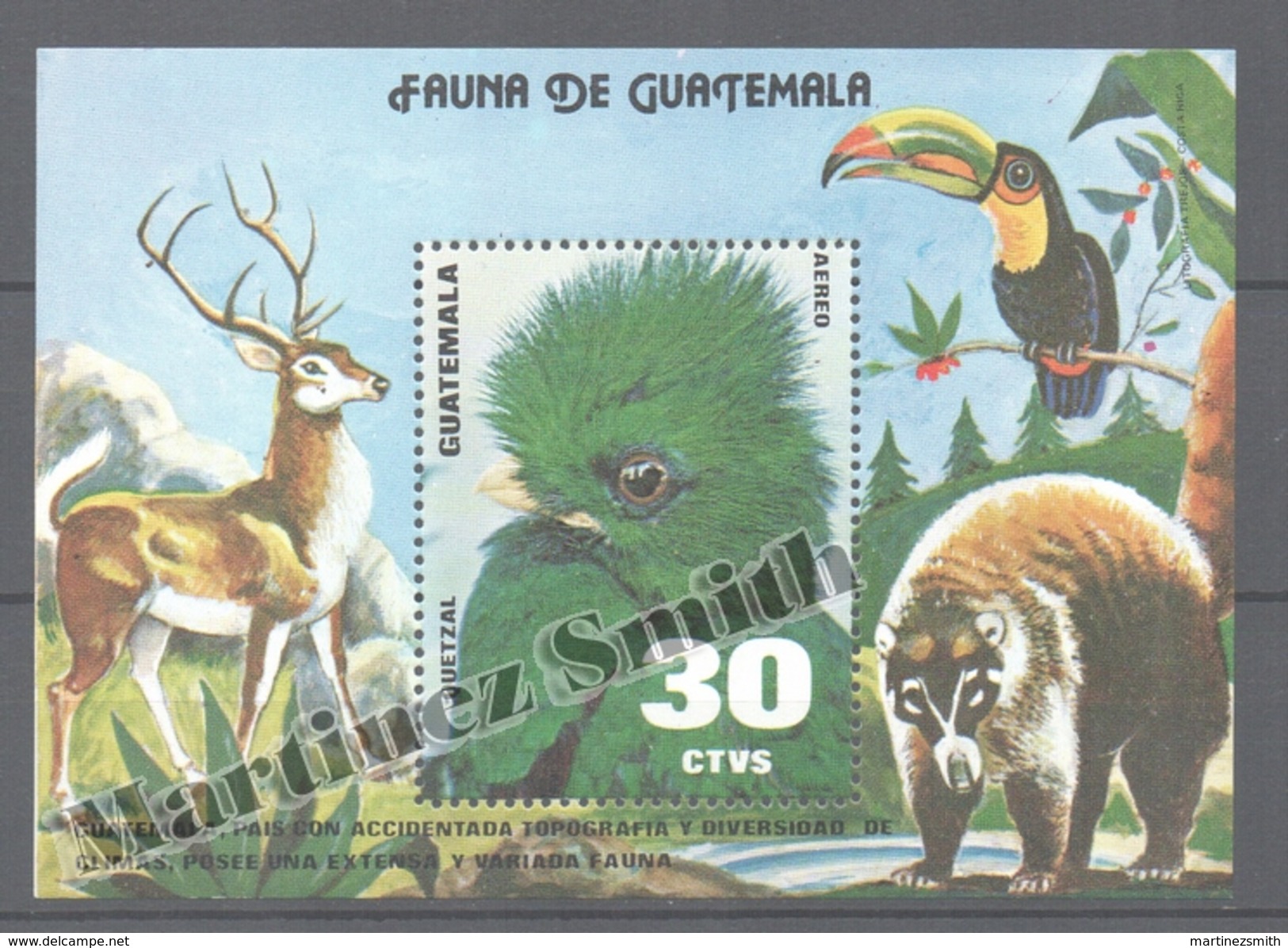 Guatemala 1979 Yvert BF 25, Fauna - Miniature Sheet - MNH - Guatemala