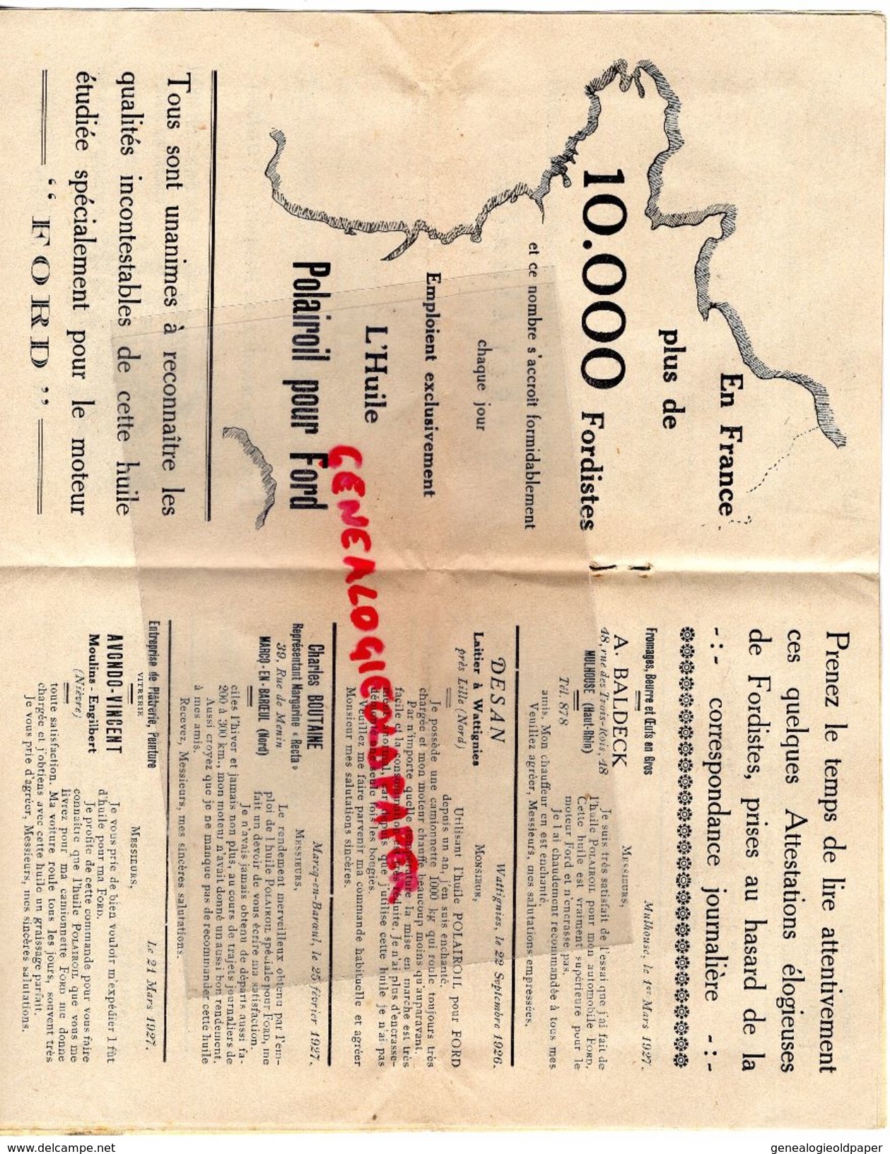 36- ISSOUDUN- RARE CATALOGUE BULLETIN GRAISSAGE ENTRETIEN AUTOMOBILE FORD- MAI 1927-HUILES POLAIROIL- POMPE ESSENCE - Cars