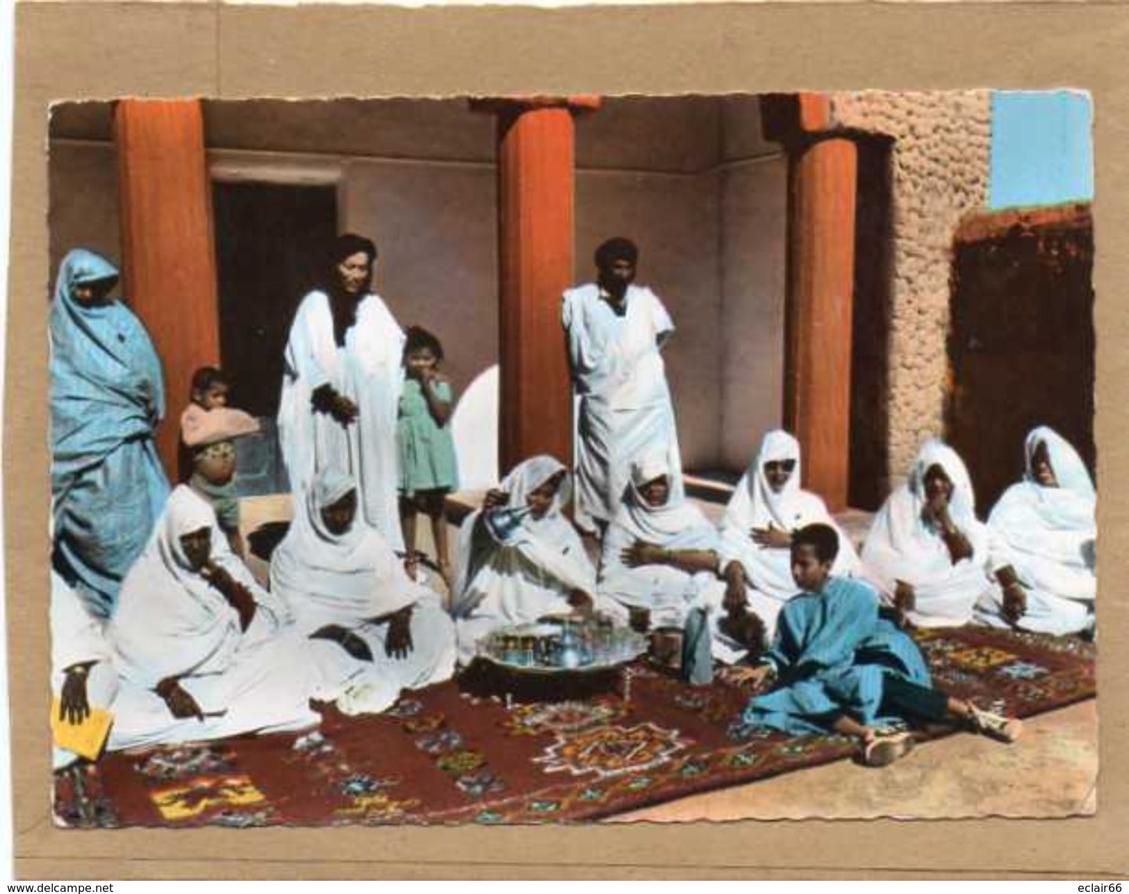 MAURITANIE  REPUBLIQUE ISLAMIQUE DE MAURITANIE Heure Du Thé  Trés Animée CPSM Grd Format Année 1960 - Mauritania