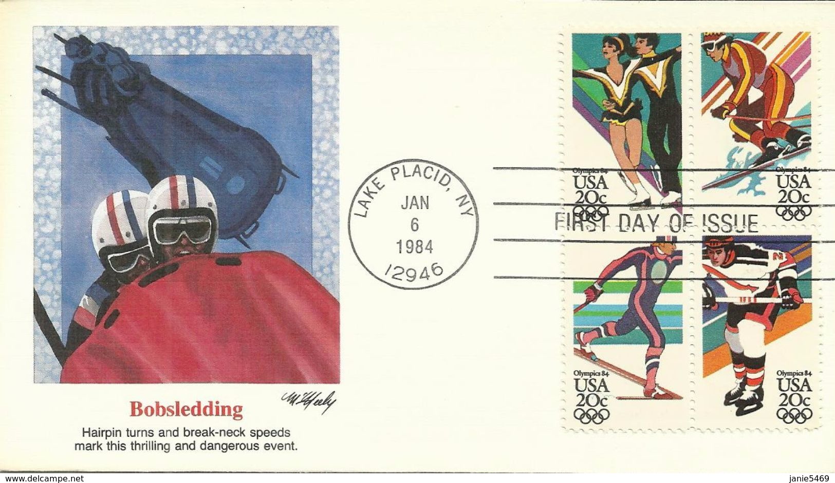 United States 1984 Sarajevo Winter Olympics, Bobsledding, Souvenir Cover - Invierno 1984: Sarajevo