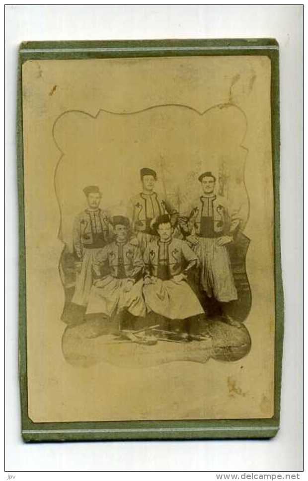 PHOTO CDV D'UN GROUPE DE SOLDATS ZOUAVES. - Guerre 1914-18