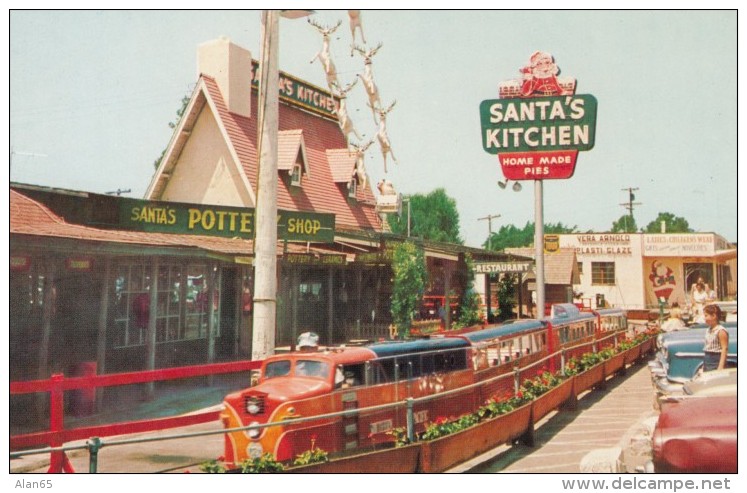 Santa Claus California Roadside Attraction Santa Village Miniature Train Ride Restaurant Pottery C1950s Vintage Postcard - Other & Unclassified