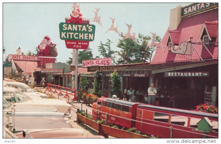 Santa Claus California Roadside Attraction Santa Village Miniature Train Ride Restaurant Pottery C1950s Vintage Postcard - Sonstige & Ohne Zuordnung