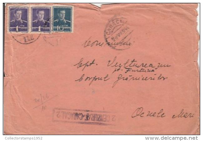 6034FM- KING MICHAEL STAMPS ON COVER, CENSORED CARACAL NR 2, WW2, 1944, ROMANIA - Covers & Documents