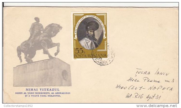 6041FM- KING MICHAEL THE BRAVE OF ROMANIA, MONUMENT, SPECIAL COVER, 1976, ROMANIA - Covers & Documents