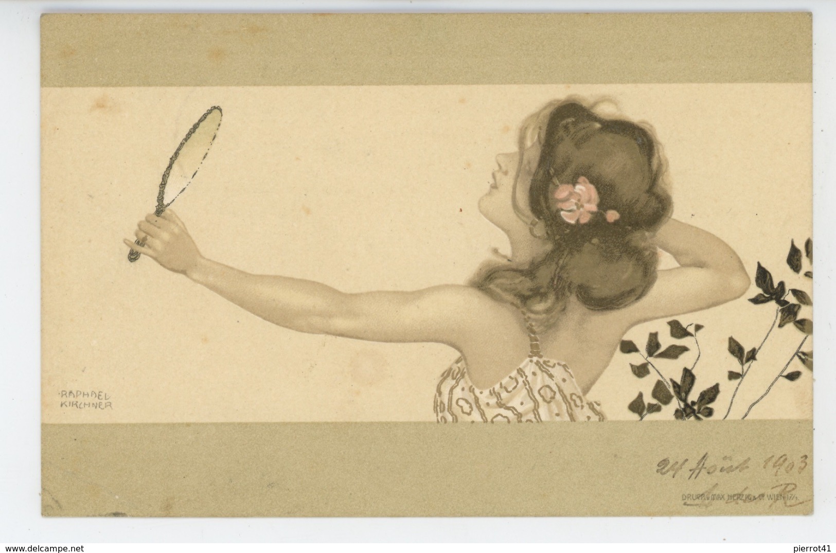 FEMMES - FRAU - LADY - Jolie Carte Fantaisie Viennoise Femme Et Miroir Signée RAPHAEL KIRCHNER - Kirchner, Raphael