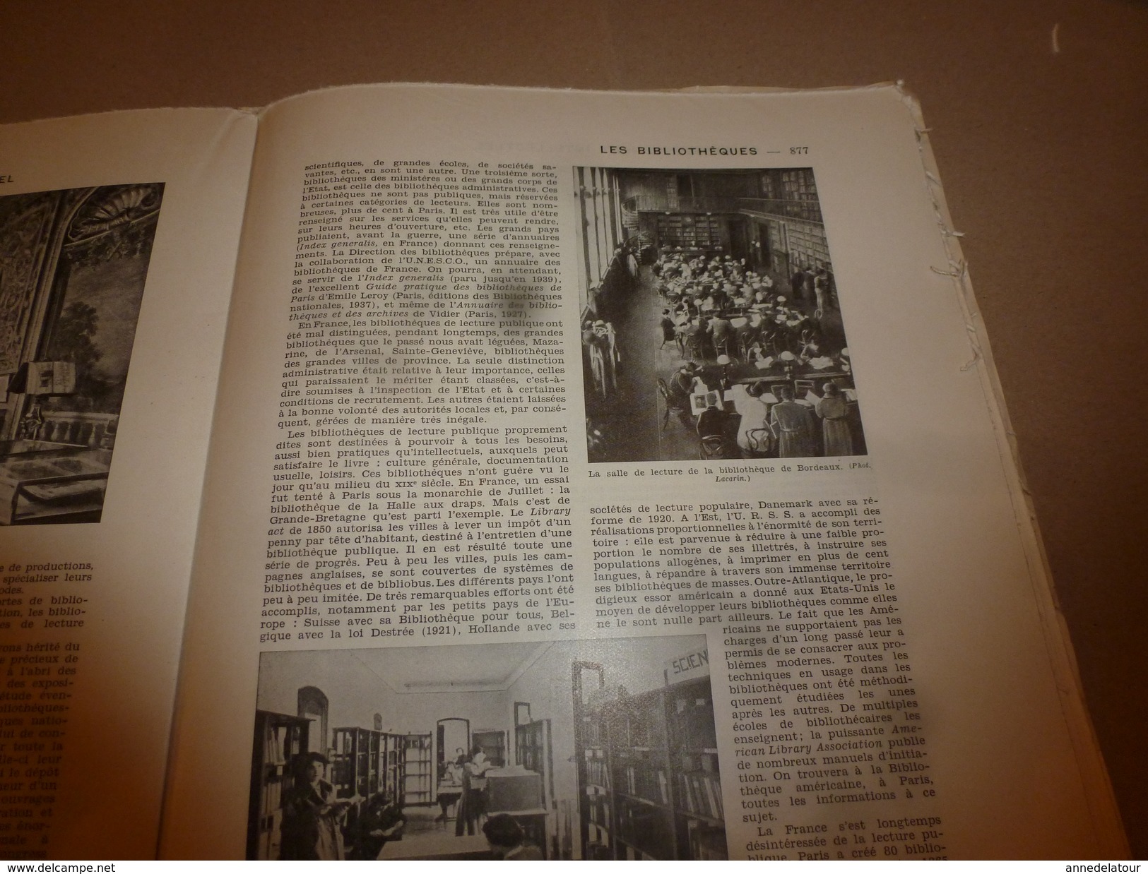 1950 ENCYCLOPEDIE FAMILIALE LAROUSSE ----->  La lecture,Les bibliothèques,Les musées,Le théâtre,Le cirque,Le cinéma