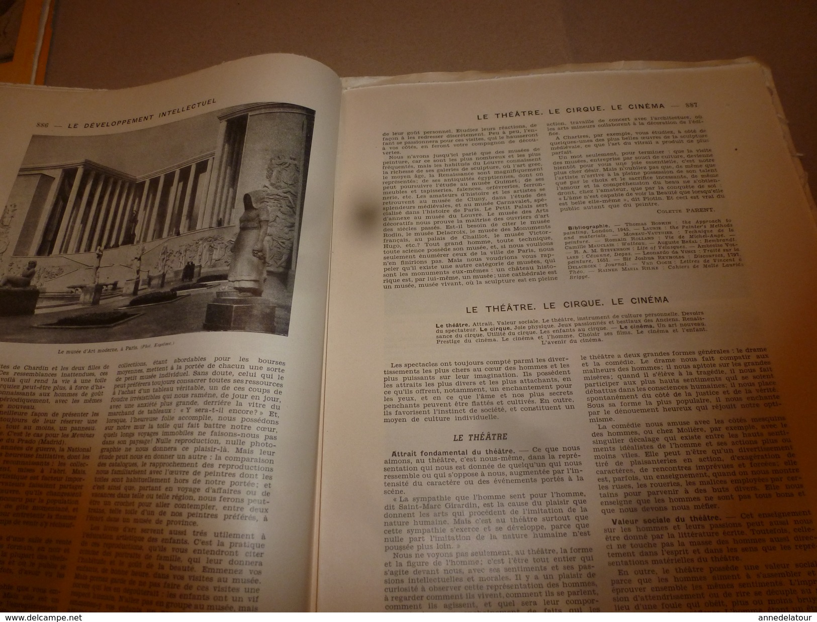 1950 ENCYCLOPEDIE FAMILIALE LAROUSSE ----->  La lecture,Les bibliothèques,Les musées,Le théâtre,Le cirque,Le cinéma