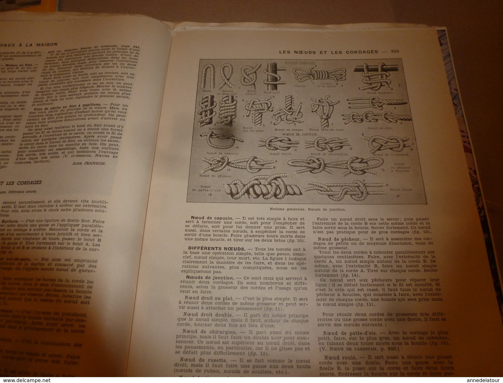 1950 ENCYCLOPEDIE FAMILIALE LAROUSSE -----> Reliure,Noeuds Et Cordages,Tissage-main,Vannerie,Cannage,Paillage,Lecture - Encyclopédies