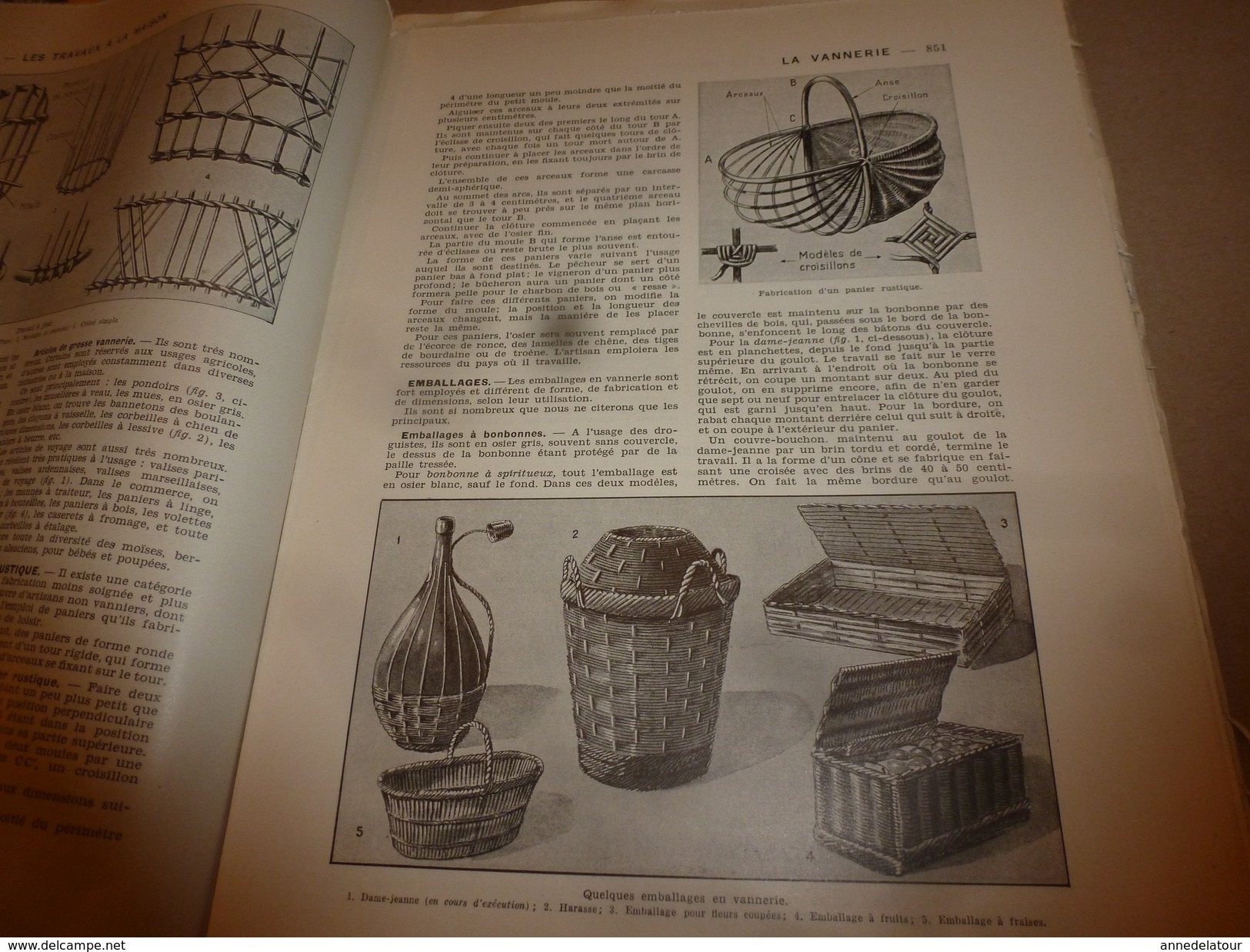 1950 ENCYCLOPEDIE FAMILIALE LAROUSSE -----> Reliure,Noeuds et cordages,Tissage-main,Vannerie,Cannage,Paillage,Lecture