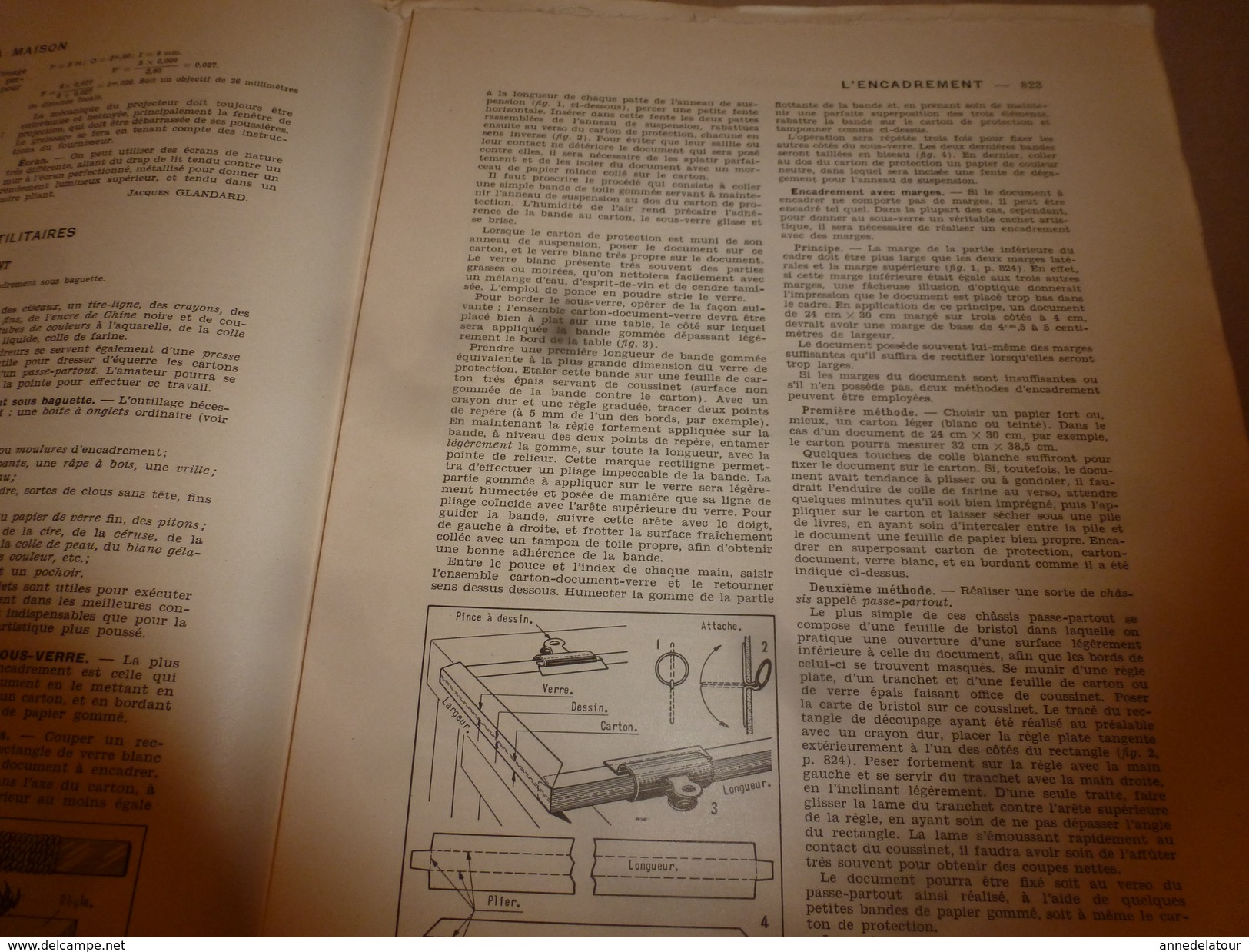 1950 ENCYCLOPEDIE FAMILIALE LAROUSSE ->Tapisserie,Broderie,Vitrail,Photographie,Cinématog,Encadrement,Cartonnage,Reliure