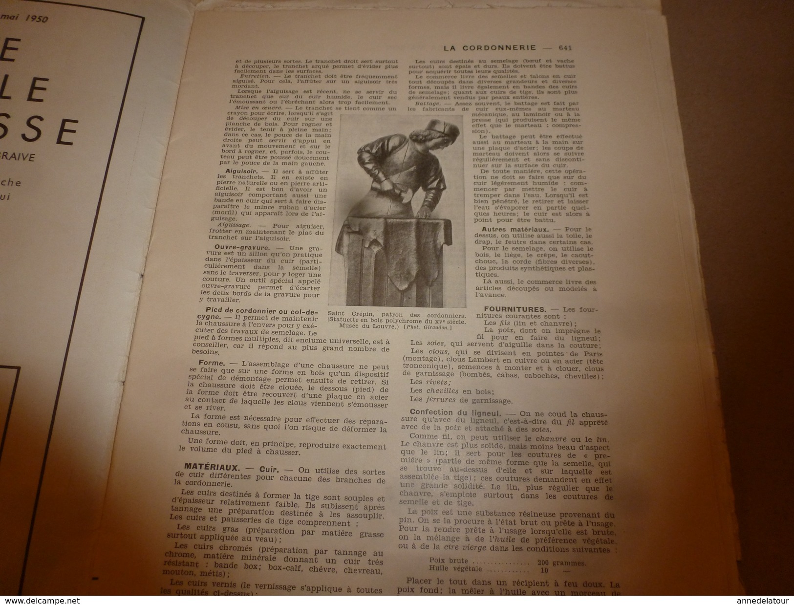 1950 ENCYCLOPEDIE FAMILIALE LAROUSSE ->Cordonnerie,Maroquinerie,Bicyclette,Motocyclette,Automobile,Travaux à La Maison - Encyclopedieën