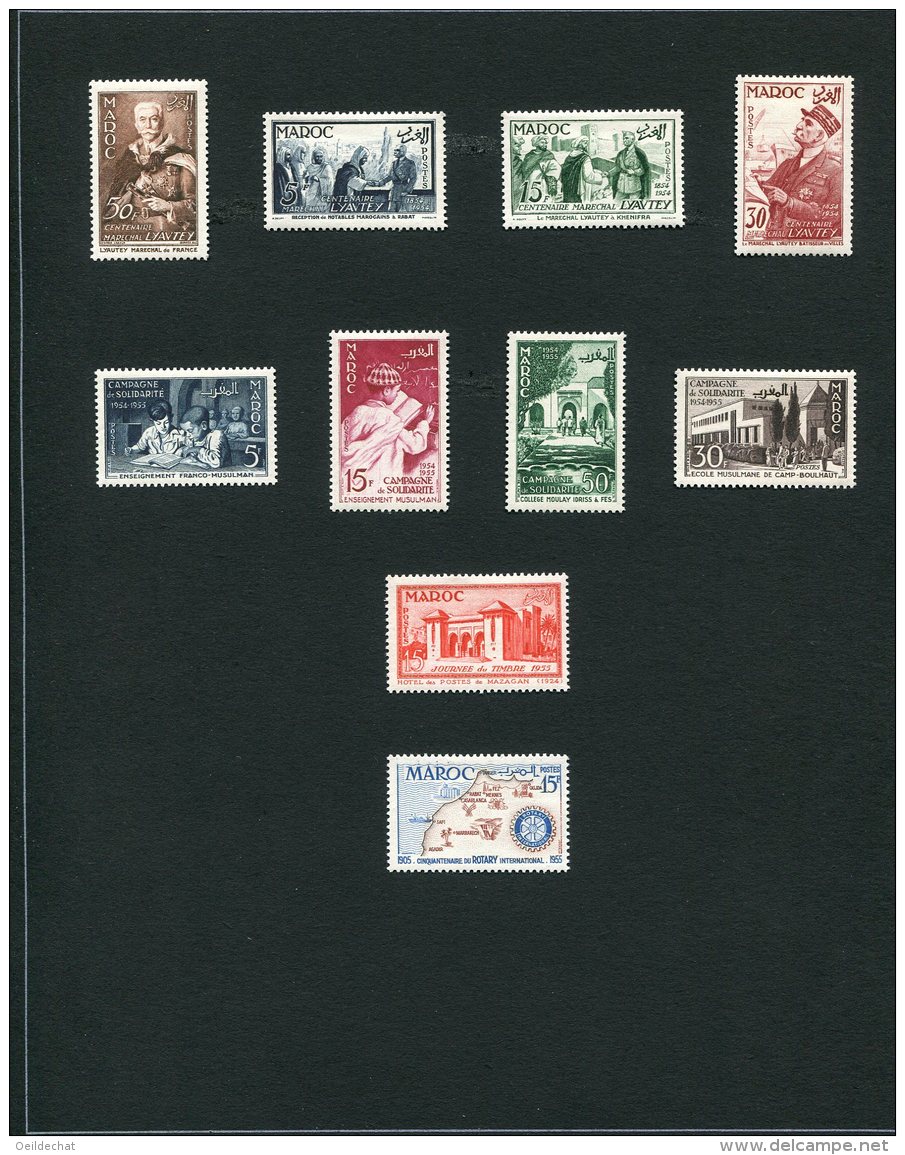 5368   MAROC  Collection*  1954-55  N° 335/44  TTB - Collezioni