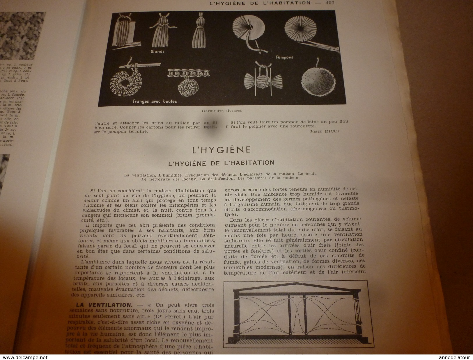 1950 ENCYCLOPEDIE FAMILIALE LAROUSSE ->Le tricot, Le crochet, L'hygiène de l'habitation, Les soins du corps