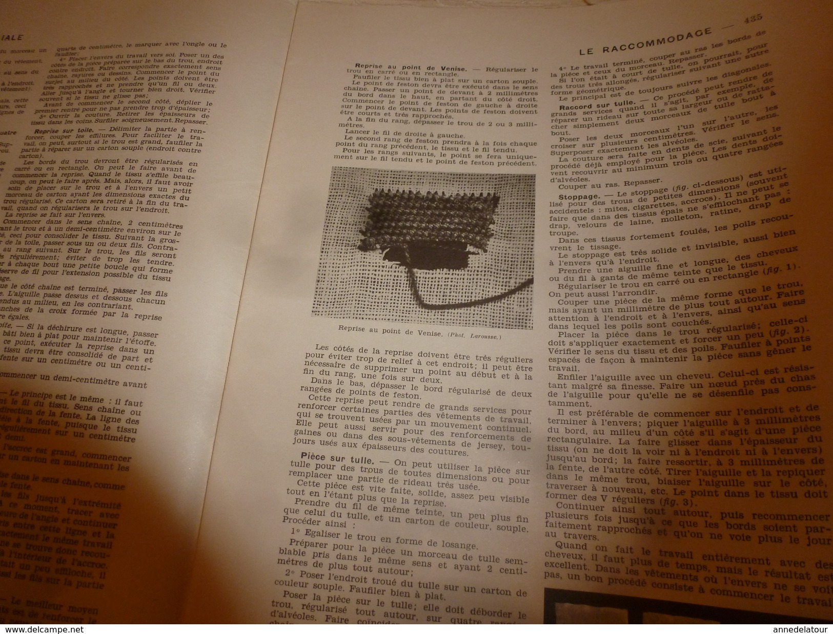 1950 ENCYCLOPEDIE FAMILIALE LAROUSSE ->Le Raccommodage , Le Tricot,La Confection Des Vêtements, La Mode - Encyclopédies