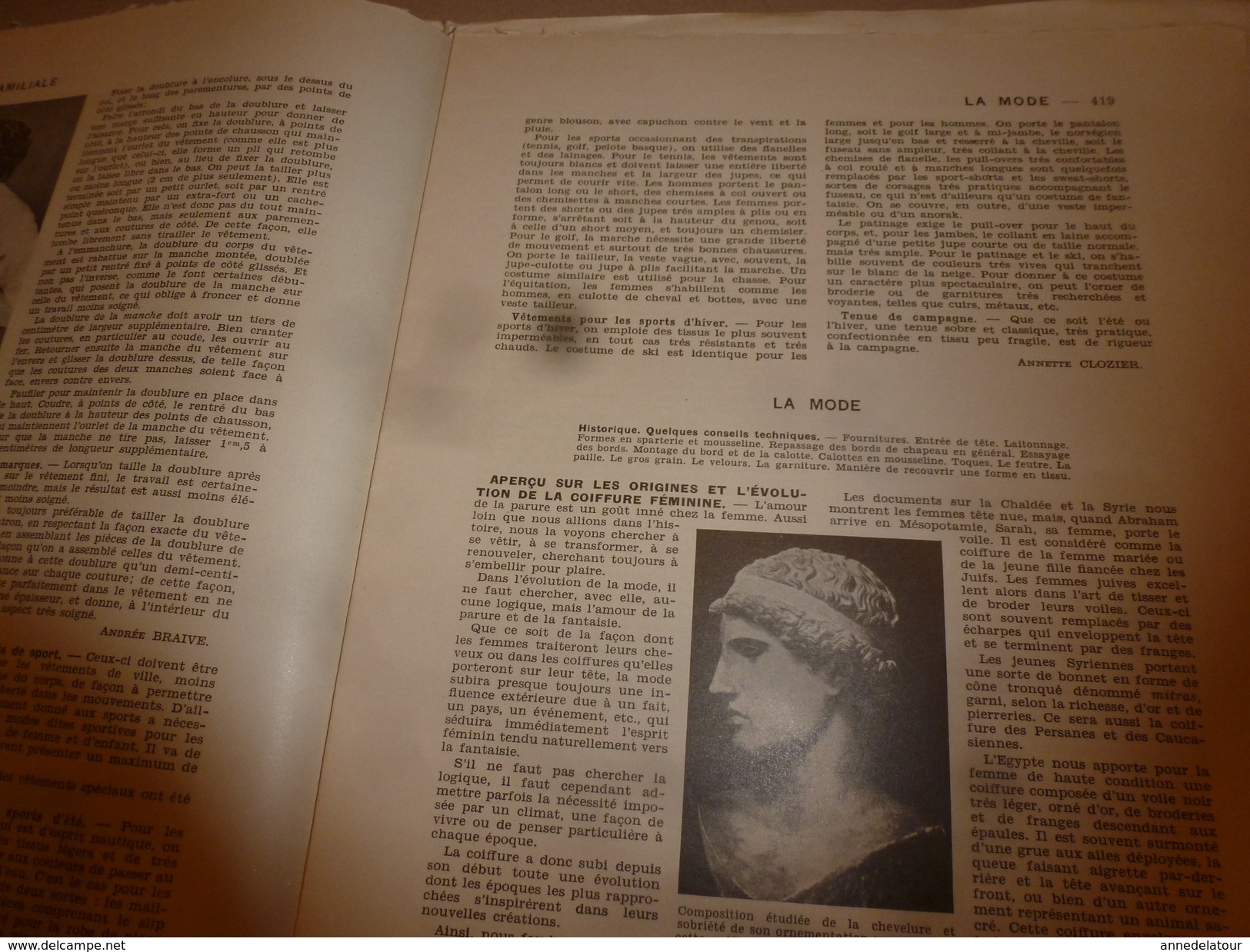 1950 ENCYCLOPEDIE FAMILIALE LAROUSSE ->Le raccommodage , Le tricot,La confection des vêtements, La mode