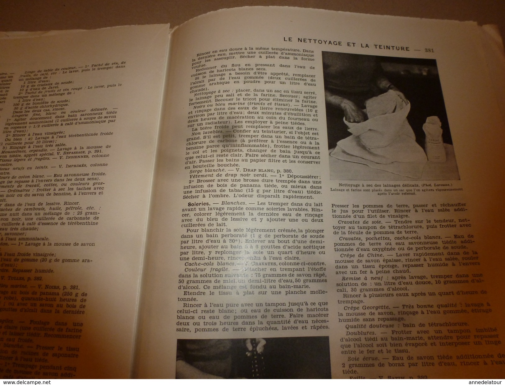 1950 ENCYCLOPEDIE FAMILIALE LAROUSSE ->Entretien-maison,Hygiène-choix habit,Blanchissage-détachage,Nettoyage et teinture
