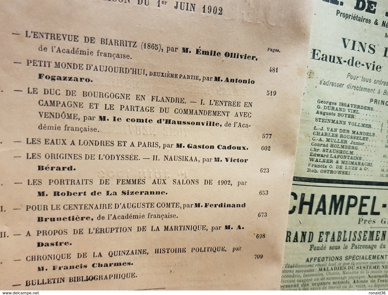 64 ENTREVUE DE BIARRITZ 1865 DUC BOURGOGNE VENDOME ERUPTION DE LA MARTINIQUE PORTRAIT DE FEMMES SALON EAUX LONDRE PARIS - 1900 - 1949