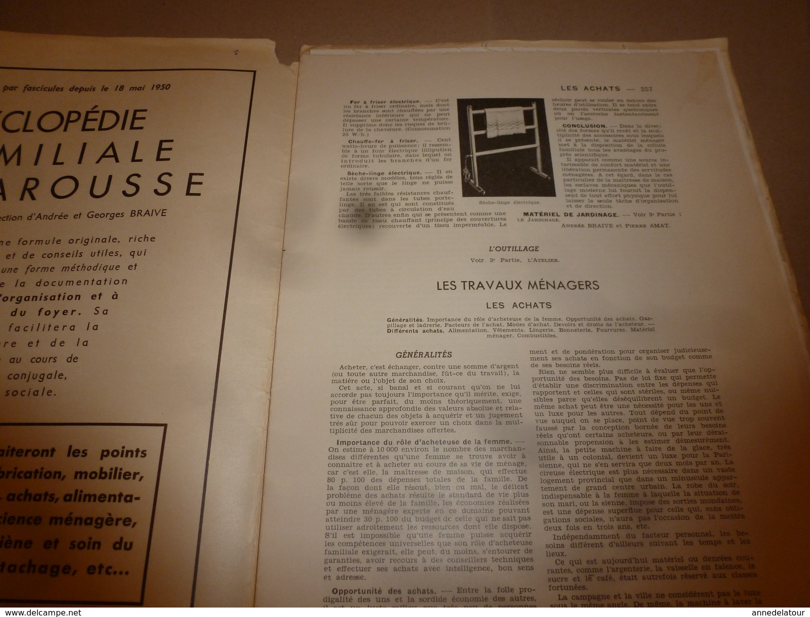 1950 ENCYCLOPEDIE FAMILIALE LAROUSSE -> Les Achats , L'alimentation Rationnelle - Enzyklopädien
