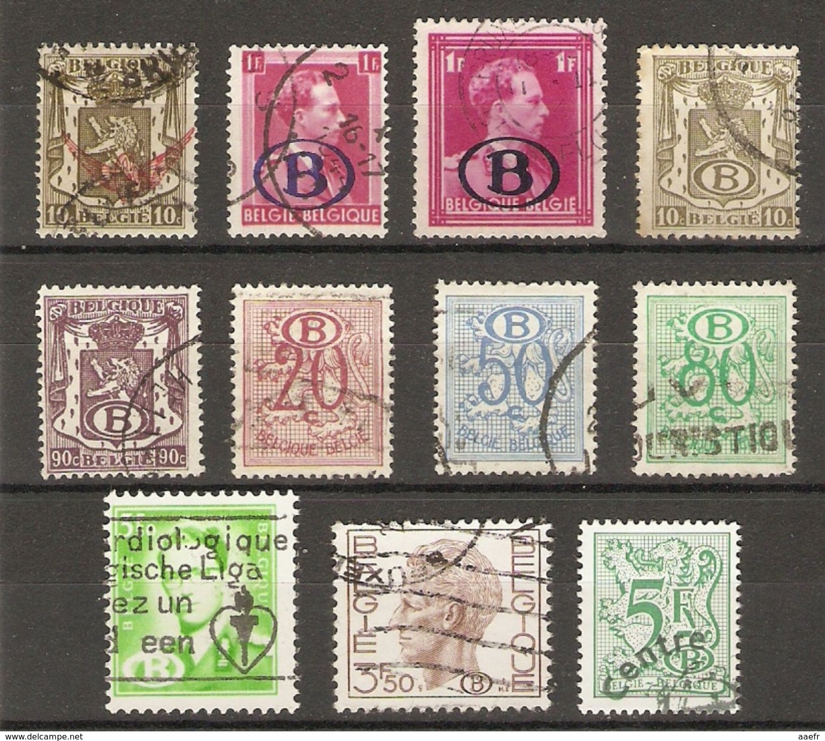 Belgique - Timbres De Service  - Petit Lot De 11 °  - Leopold III - Baudouin - Petit Sceau - Chiffre Sur Lion Héraldique - Lots & Kiloware (mixtures) - Max. 999 Stamps