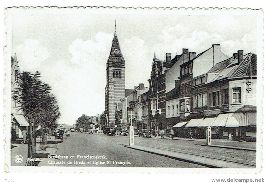 Merksem/Merxem. Bredabaan En Franciscuskerk. Chaussée De Breda Et Eglise St.François. - Andere & Zonder Classificatie