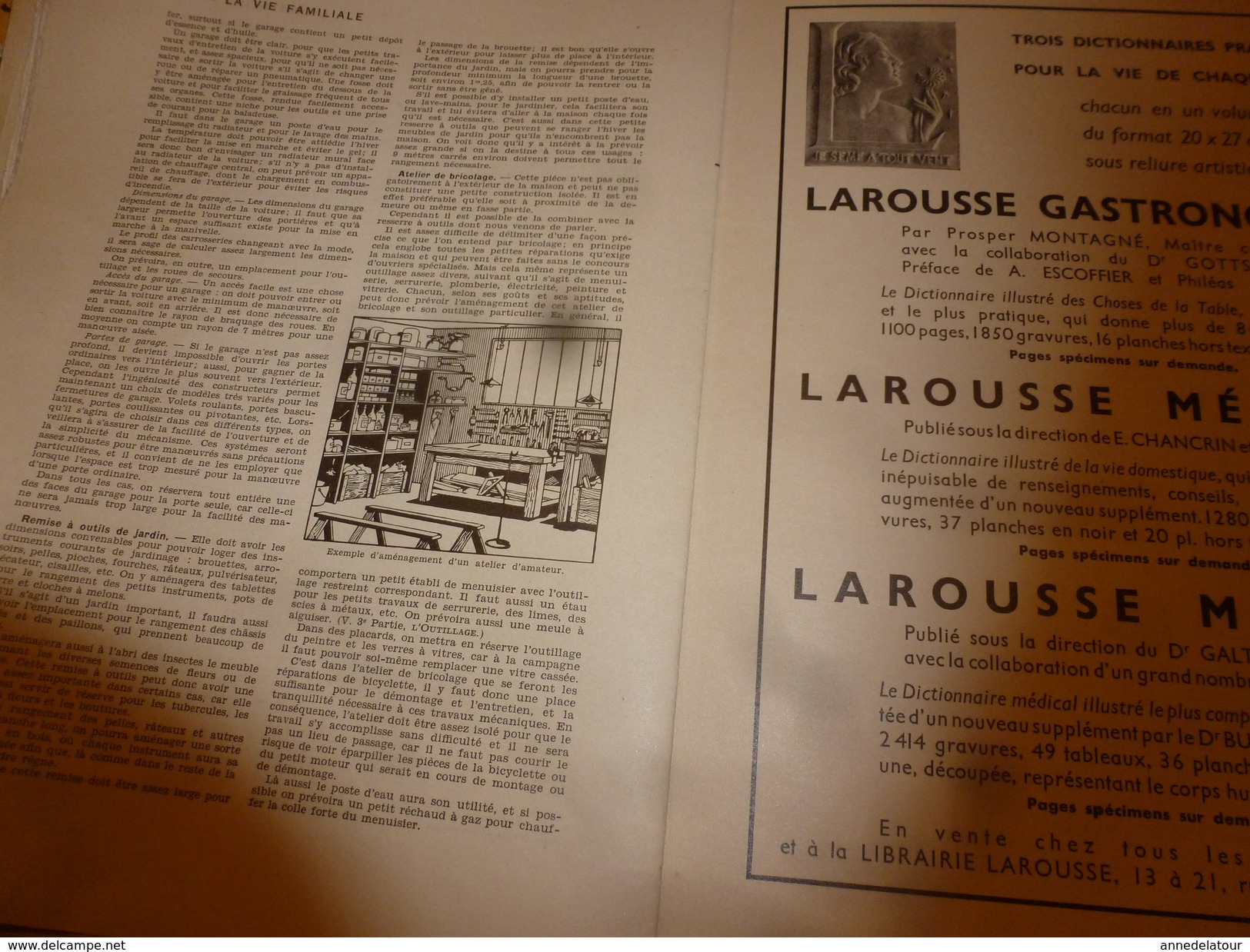 1950 ENCYCLOPEDIE FAMILIALE LAROUSSE ->L'habitation (Très important documentaire ,texte, photos et dessins)