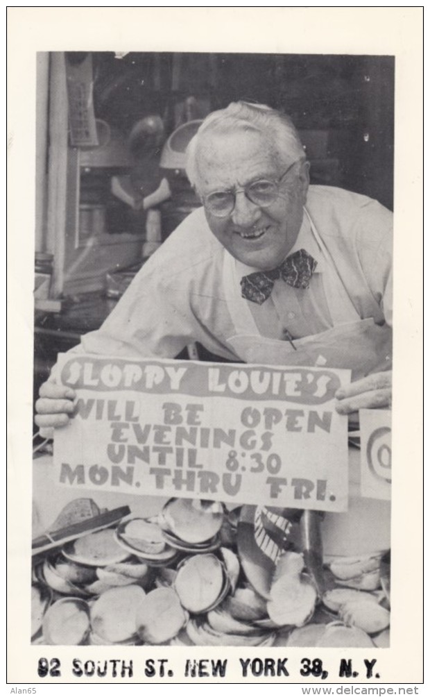 New York NY, Sloppy Louie's Seafood Restaurant Business 92 South Street NY, C1960s Vintage Postcard - Cafés, Hôtels & Restaurants
