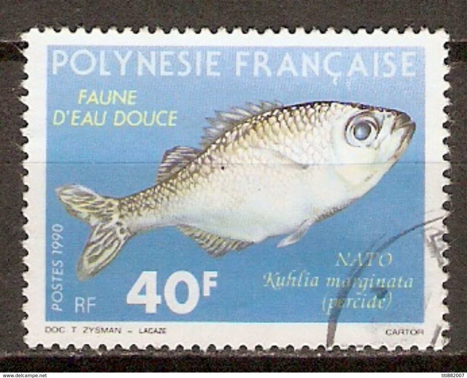 POLYNESIE  Française    -    1990 .  Y&T N° 352  Oblitéré .  Poisson  /  Nato. - Used Stamps