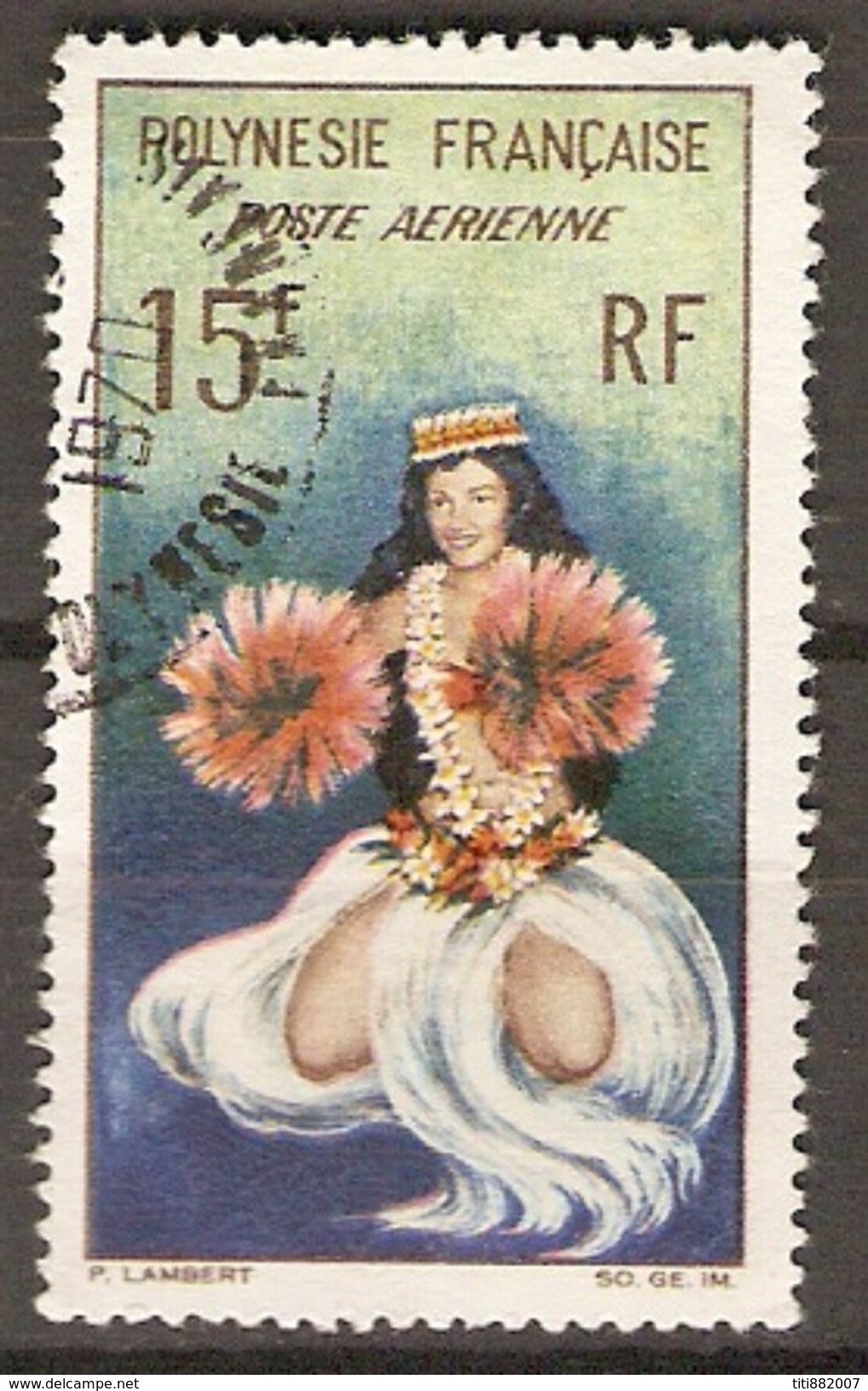 POLYNESIE  Française    -   Aéro  -   1964 .  Y&T N° 7 Oblitéré .   Danseuse - Oblitérés