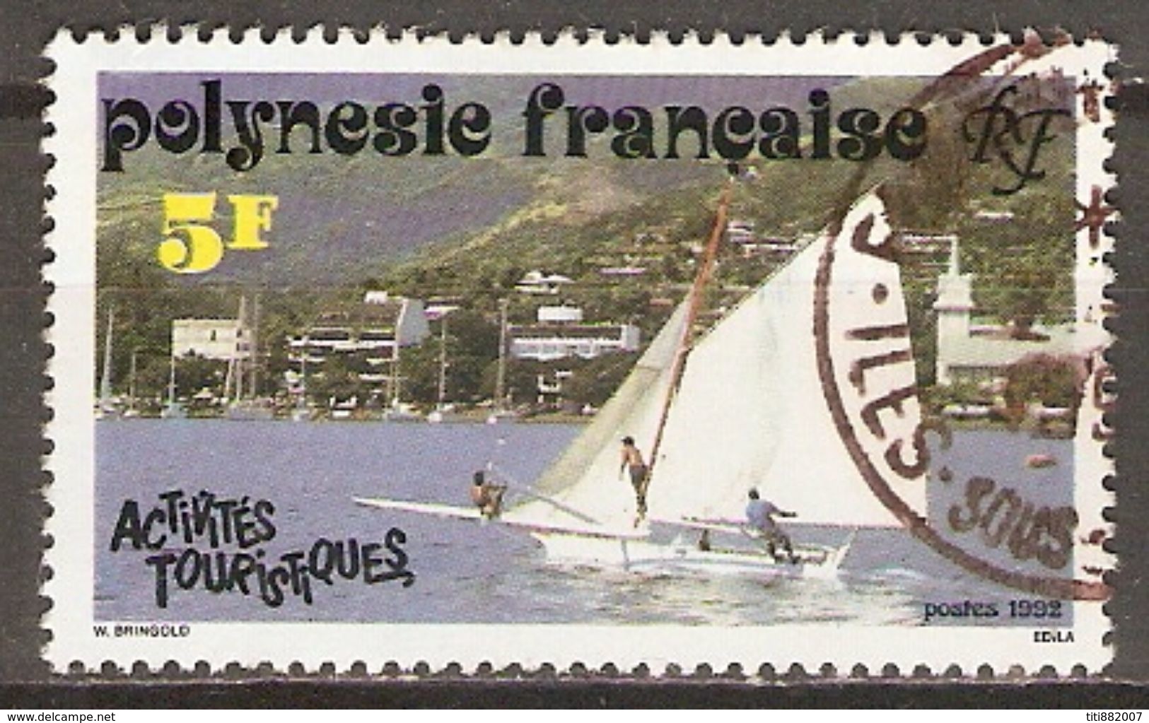 POLYNESIE  Française    -  1992 .  Y&T N°  403 Oblitéré .    Tourisme  /   Voile - Oblitérés