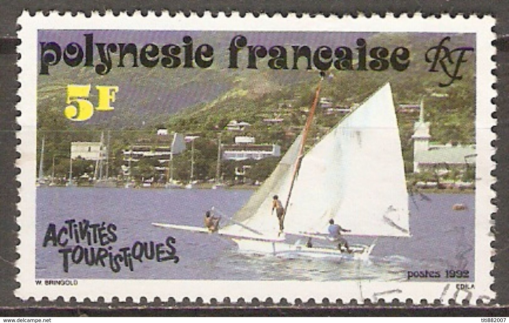 POLYNESIE  Française    -  1992 .  Y&T N°  403 Oblitéré .    Tourisme  /   Voile - Used Stamps