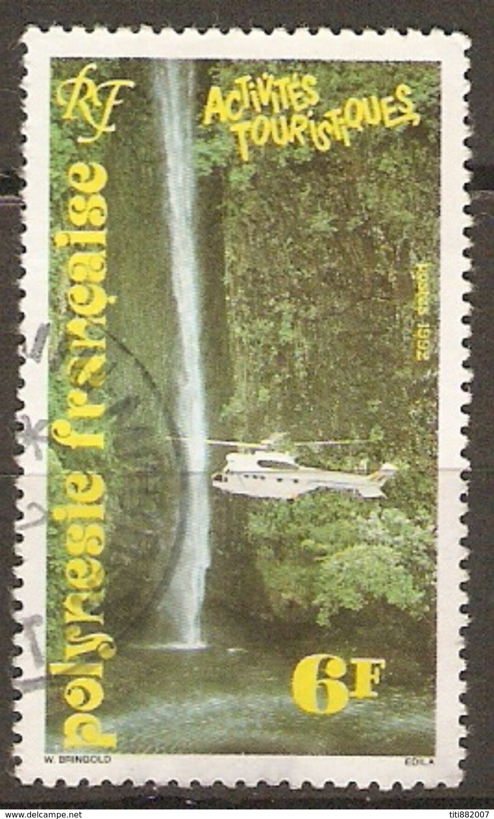 POLYNESIE  Française    -  1992 .  Y&T N° 404 Oblitéré.   Tourisme  /  Hélicoptère. - Used Stamps