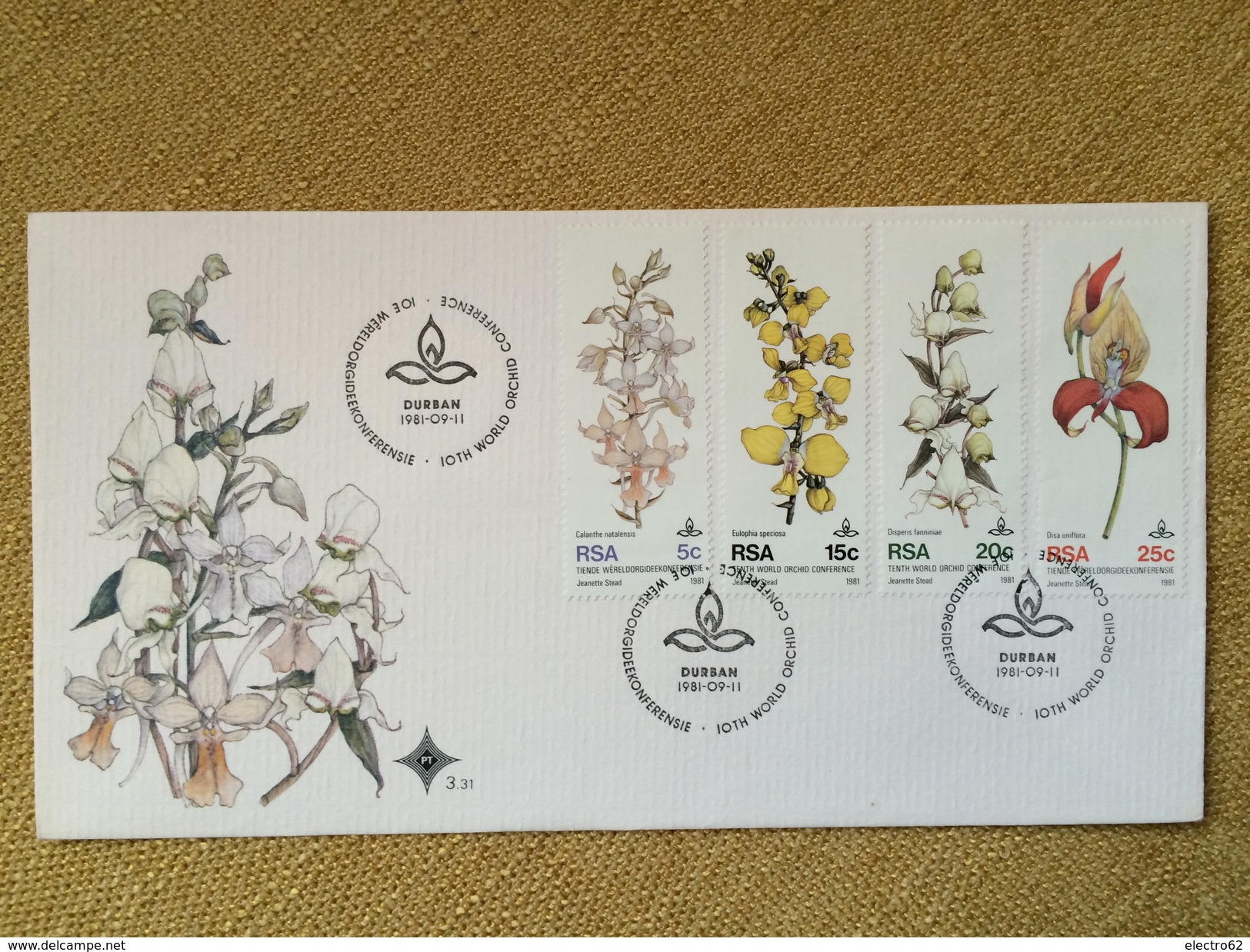 Enveloppe Premier Jour Durban, Conférence Mondiale Orchidées / Orchid - Orchidées