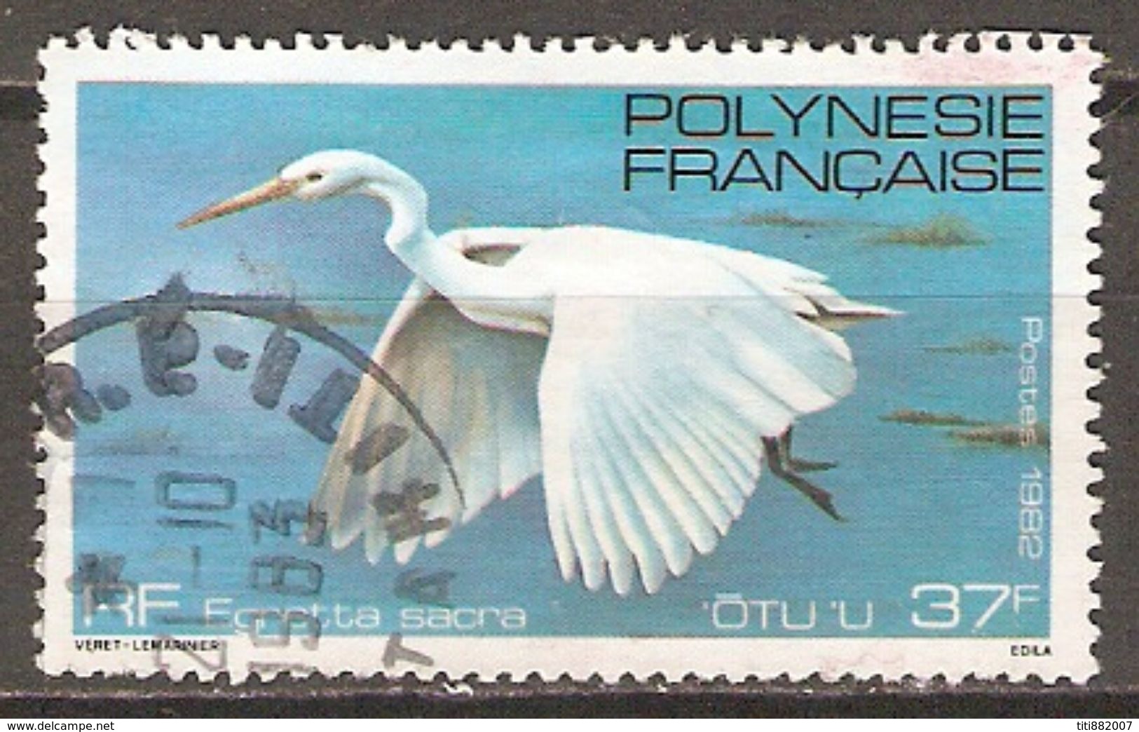 POLYNESIE  Française    -  1982 .  Y&T N° 189 Oblitéré .    Aigrette Sacrée - Gebruikt
