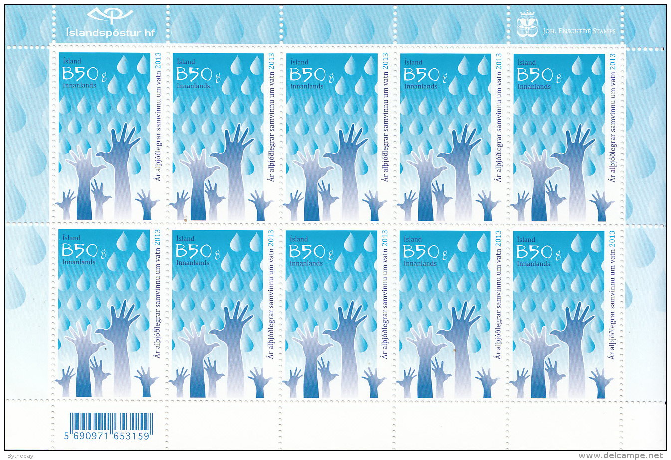 Iceland 2013 MNH Minisheet Of 10 International Year Of Water Conservation - Blokken & Velletjes