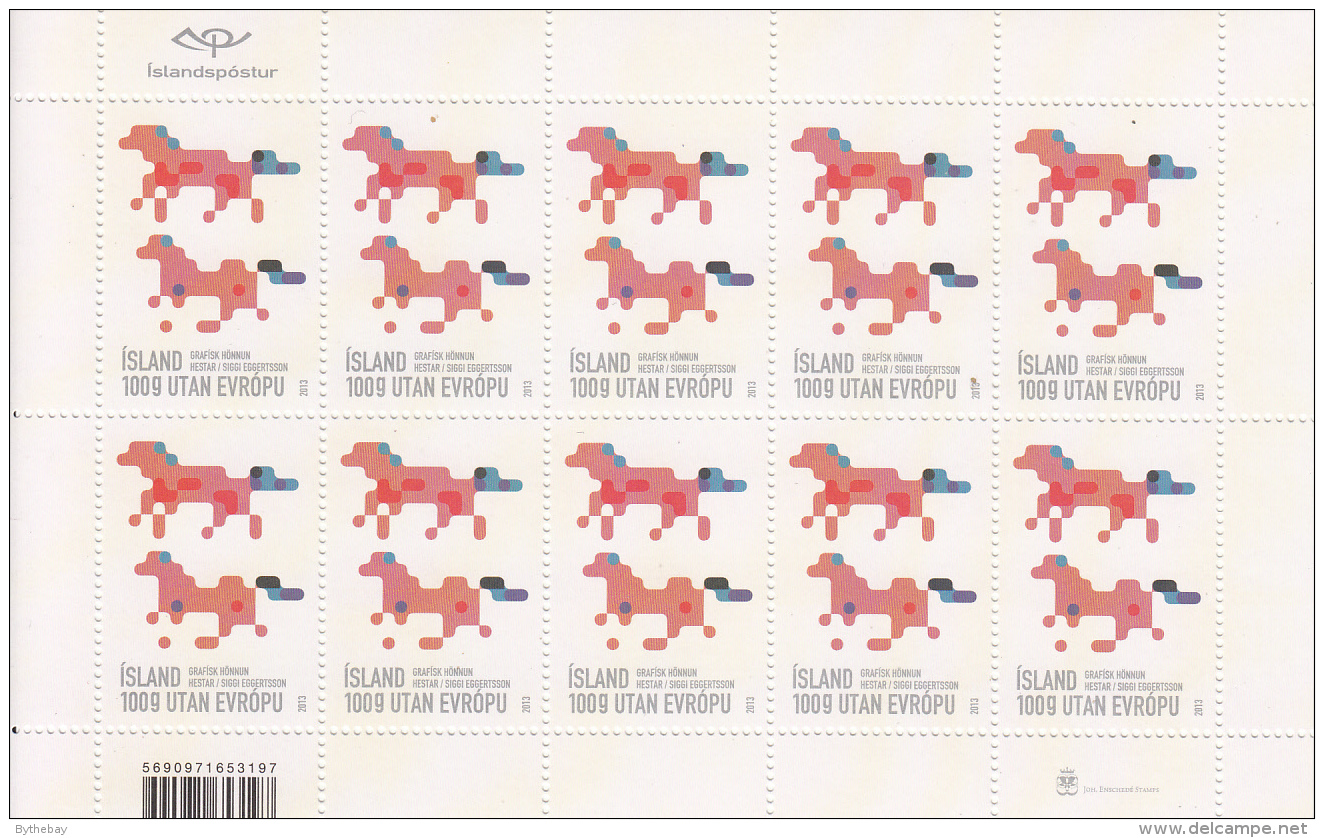 Iceland 2013 MNH Minisheet Of 10 Stylized Horses - Graphic Design - Design IV - Blokken & Velletjes