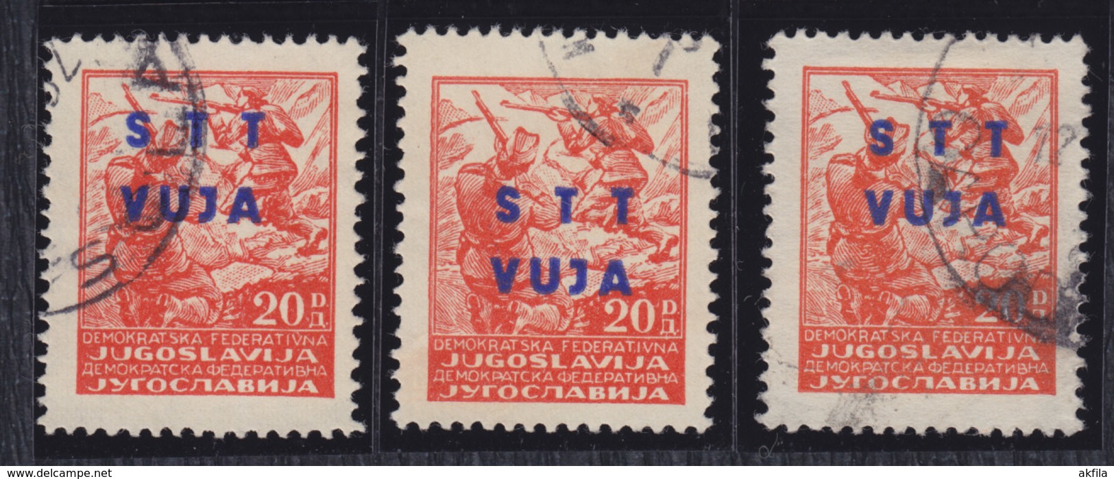 Italy Yugoslavia Slovenia Trieste Zone B 1949 Definitive, Error - Different Overprint Height, Used (o) Michel 21 - Usados