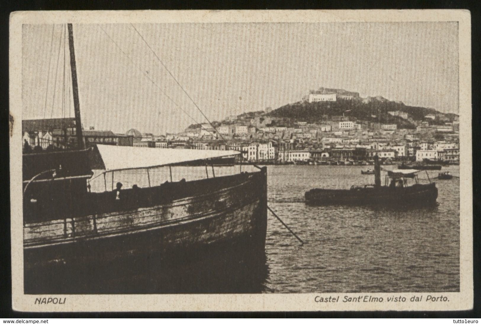 NAPOLI -   1925 - CASTEL SANT'ELMO VISTO DAL PORTO - CARTOLINA ORIGINALE D'EPOCA - Napoli