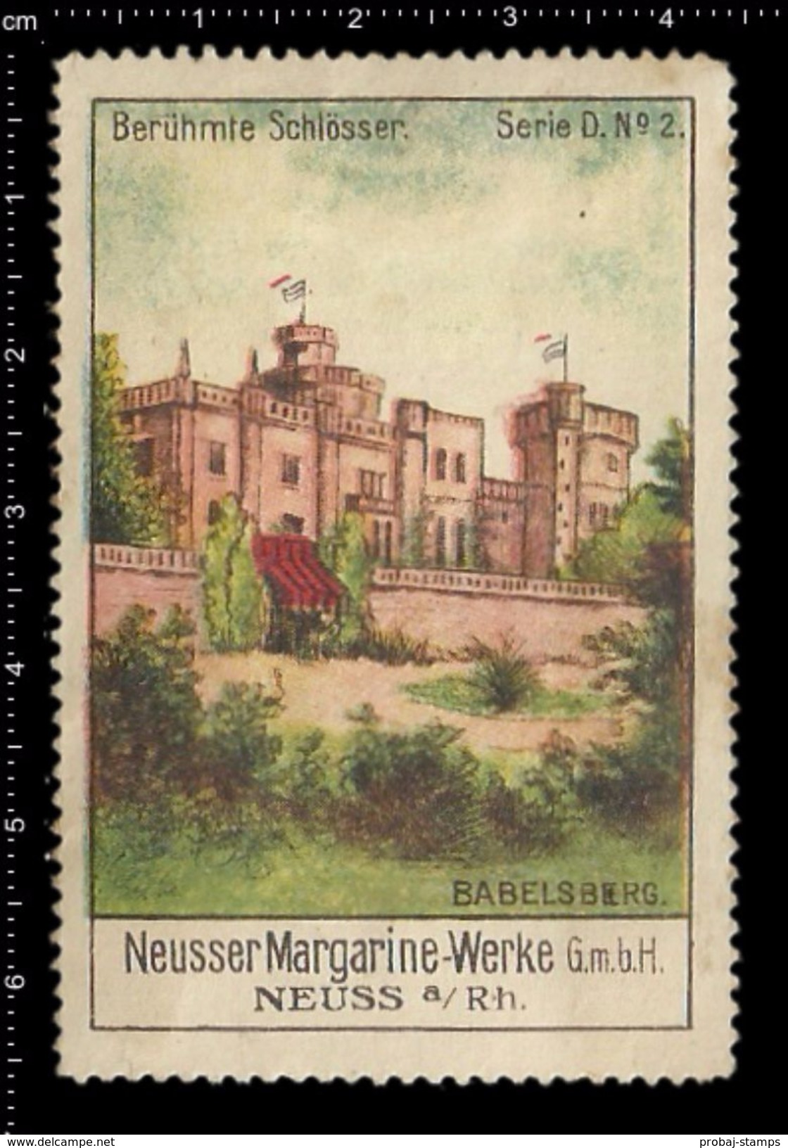 German Poster Stamps, Reklamemarke, Vignette, Berühmte Schlösser, Famous Castles, Babelsberg, Palace, Burg - Châteaux