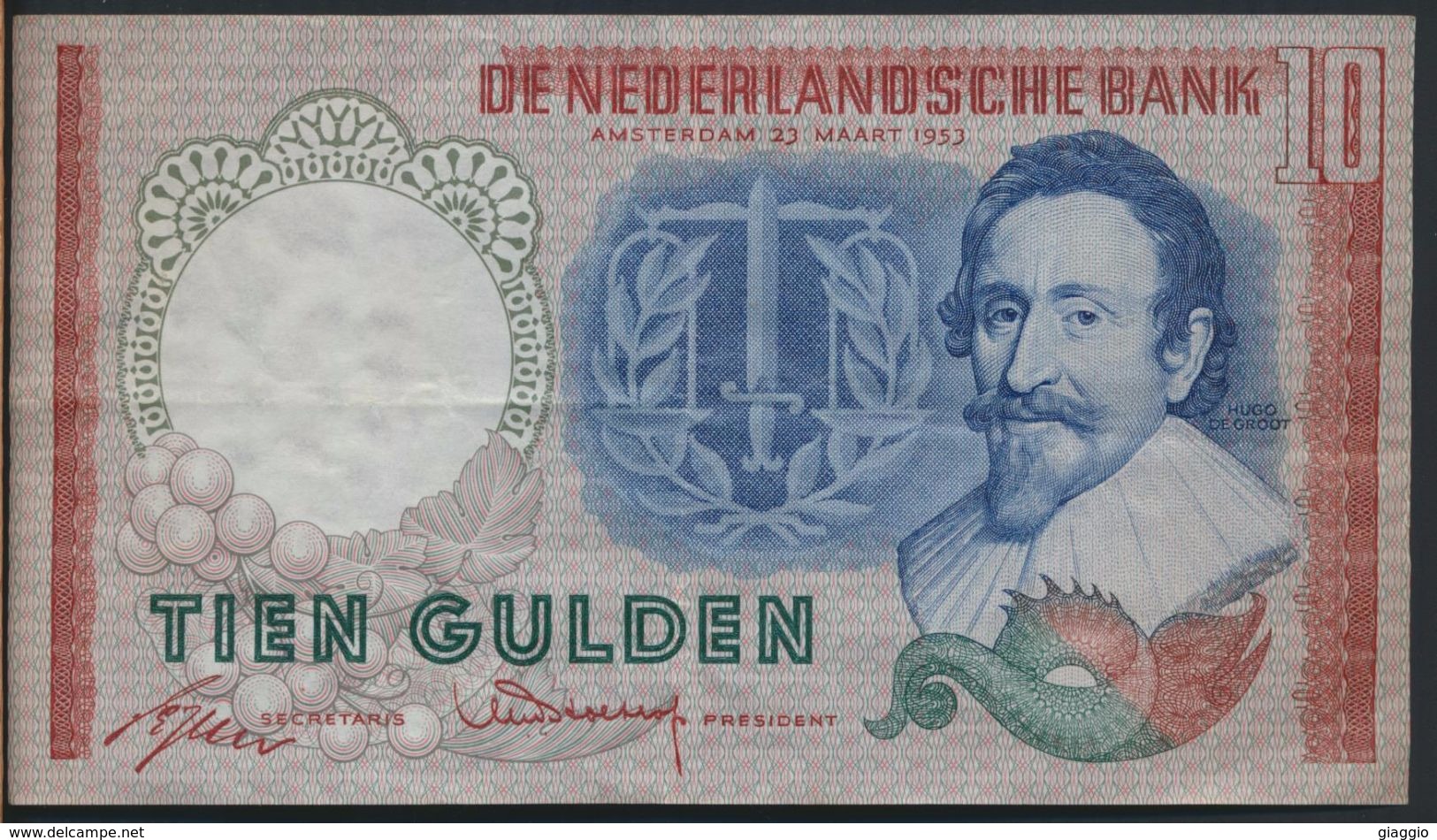 °°° NETHERLANDS - 10 GULDEN 1953 °°° - 10 Florín Holandés (gulden)