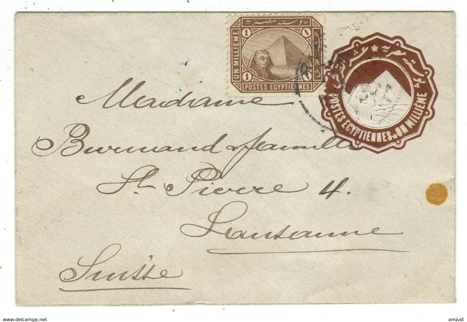 Egypte // Lettre Pour La Suisse - 1866-1914 Khédivat D'Égypte