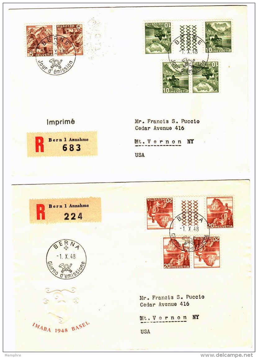 1948 Paysages - Jeu De 3 De FDC - K38-40 Et S57-9  Et PA43-4  Oblit. Allemande, Française Et Italienne  RARES - FDC