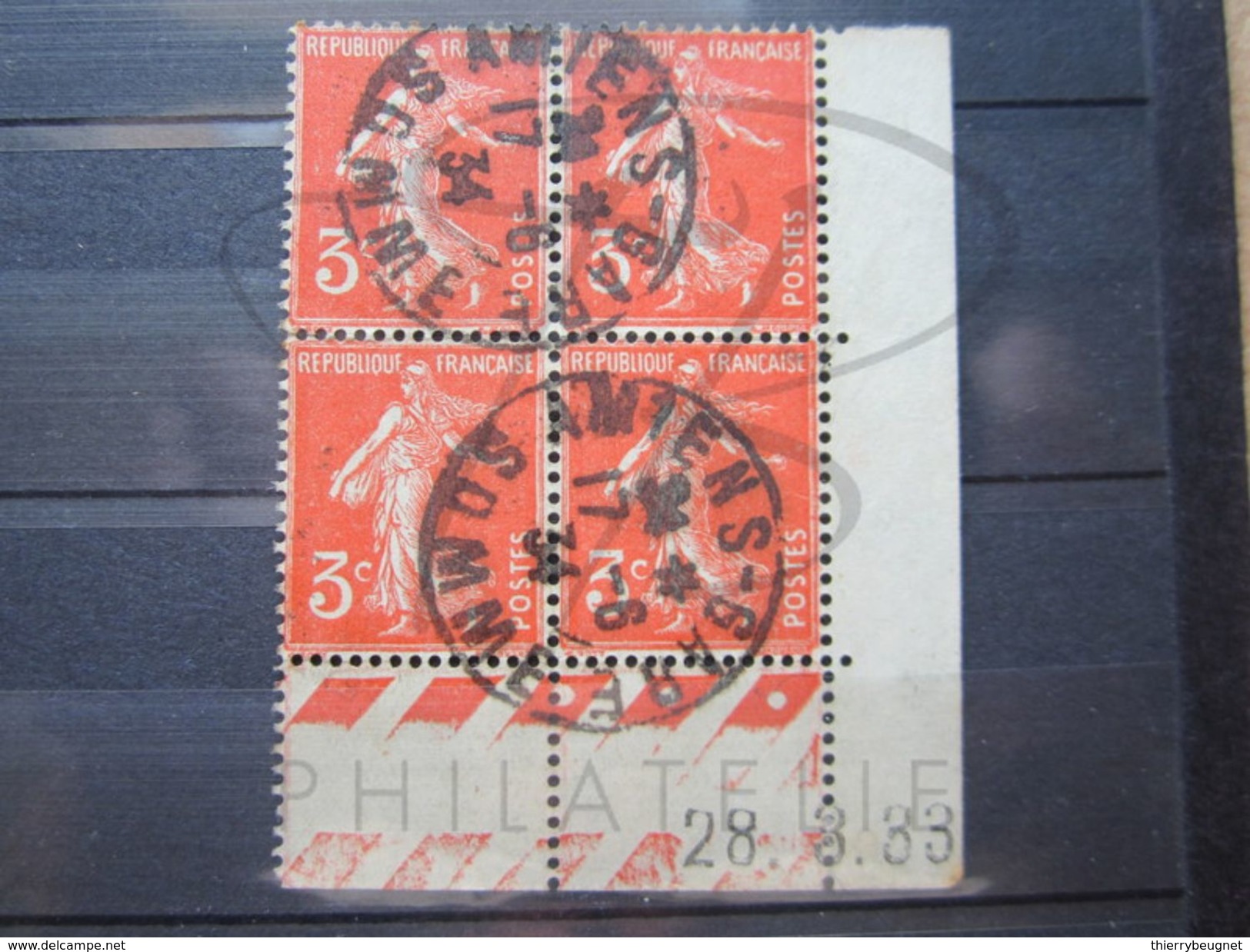 VEND BEAUX TIMBRES DE FRANCE EN BLOC DE 4 , N° 278A , COIN DATE " 28.3.33 " , OBLITERATION " AMIENS-GARE " !!! - 1930-1939